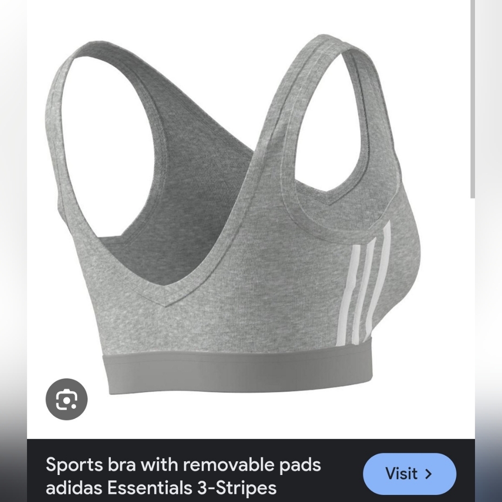 Adidas Gray 3-Stripes Crop Top - Picture 2 of 4